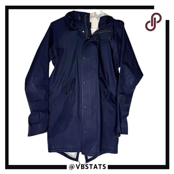 Everlane Women's The City Hooded Snap Zip Anorak Rain Jacket Navy Blue Size XXS - Picture 4 of 11